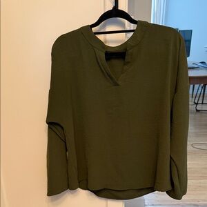 Gauzy Flowing Olive Green Women's Top